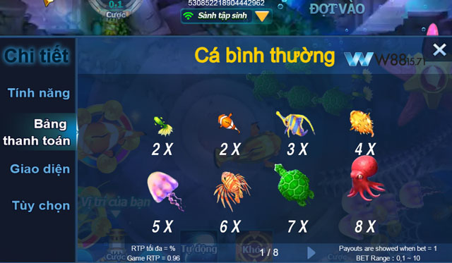 Các loại cá trong game Happy Fishing tại KUBET