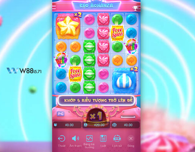 Giao diện chơi game slot Candy Bonanza tại KUBET