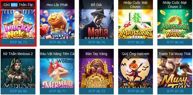 Nhấp vào game chú mèo thần tài